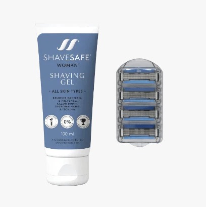 Fremtidige refill forsendelser: 4 ShaveSafe Razor Heads & 1 ShaveSafe Gel 100ml - ShaveSafe